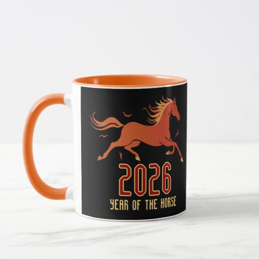 Mug Nouvelle Année du Cheval de Feu Chinois 2026 (Gauche)