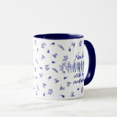 Mug Nouvelle Grand-mère Bleu & Blanc Floral (Devant droit)