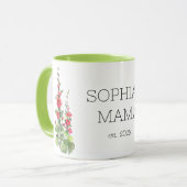 Mug Nouvelle Mama tasse, fleurs Hollyhock (Devant gauche)