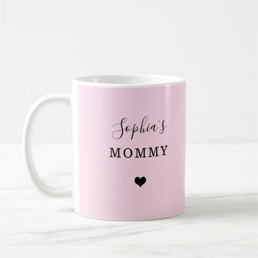 Mug Nouvelle maman - Nom de l'enfant avec un coeur sim (Gauche)