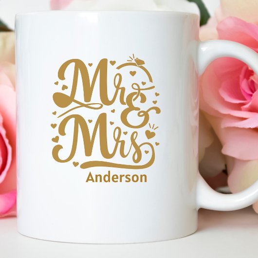 Mug Nouvelle mariée M. et Mme Gold Lettering Gift