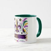 Mug Nouvelle-Orléans Mardi Gras jaune violet vert (Devant droit)