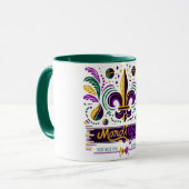 Mug Nouvelle-Orléans Mardi Gras jaune violet vert (Devant gauche)
