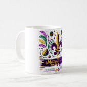 Mug Nouvelle-Orléans Mardi Gras jaune violet vert (Devant gauche)