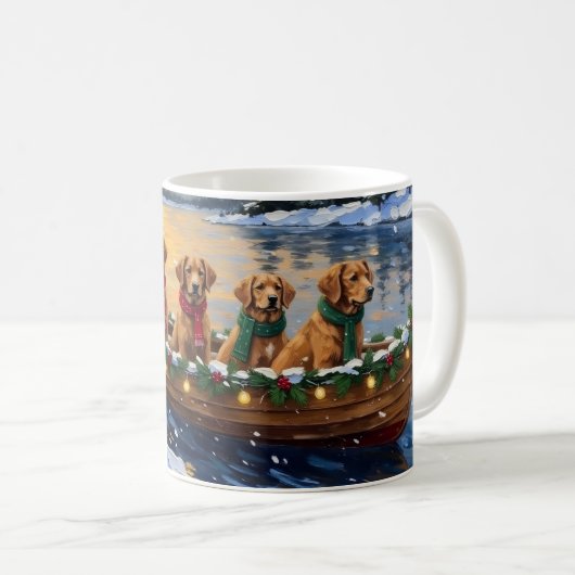 Mug Nova Scotia Duck Tolling Retriever Christmas Boat (Devant droit)