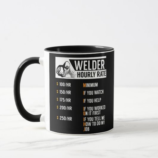Mug Novelty Welders Tarifs horaires Sarcastiques (Gauche)