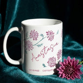 Mug November Birth Flower Custom Name Chrysanthemum