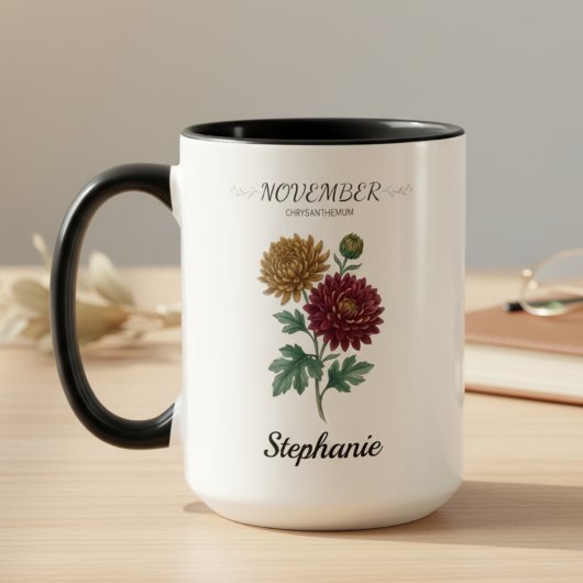 Mug November Birthday Gift Birth Flower Botanical