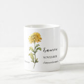 MUG NOVEMBRE CHRYSANTHEMUM NOM DU MOIS DE NAISSANCE (Devant droit)