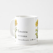 MUG NOVEMBRE CHRYSANTHEMUM NOM DU MOIS DE NAISSANCE (Devant gauche)