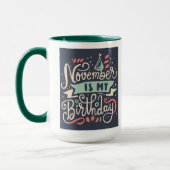 Mug Novembre est Mon Anniversaire Typographie Illustra (Gauche)