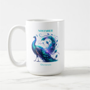 Mug Novembre Mois de naissance Esprit Animal Peacock