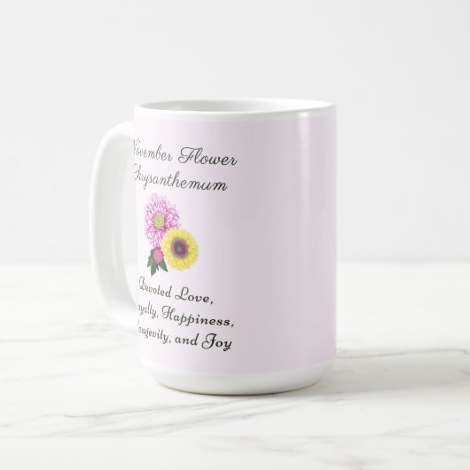 Mug Novembre Mois de naissance Fleur Chrysanthème (Devant gauche)