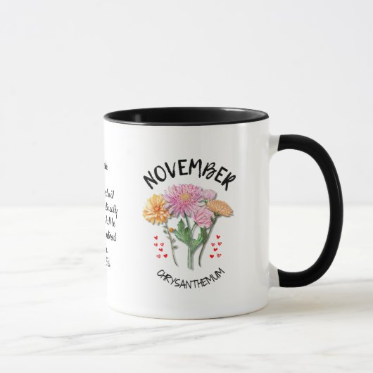 Mug NOVEMBRE Mois de naissance Fleur Nom personnalisé  (Droite)