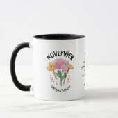 Mug NOVEMBRE Mois de naissance Fleur Nom personnalisé  (Gauche)