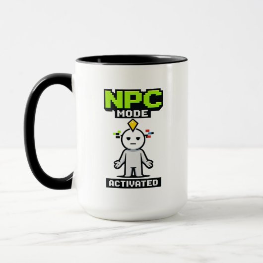 Mug NPC Mode Activated Pixel Funny Cartoon (Gauche)