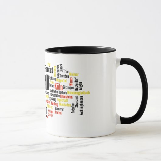 Mug Nuage allemand de mot de villes (Droite)