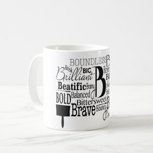 Mug Nuage de mots adjectif commençant par la lettre B (Devant gauche)