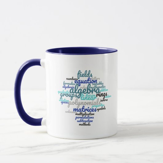 Mug Nuage de mots d'algèbre coloré (Gauche)