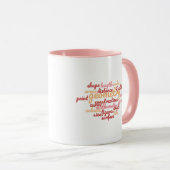 Mug Nuage de mots de géométrie rose (Devant droit)