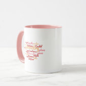 Mug Nuage de mots de géométrie rose (Devant gauche)
