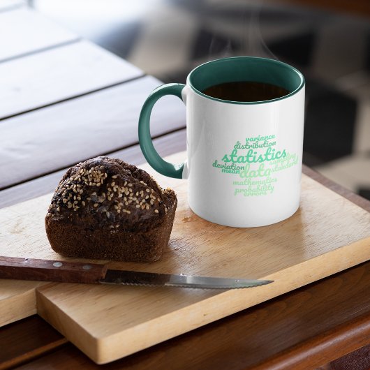 Mug Nuage de mots de statistiques vert