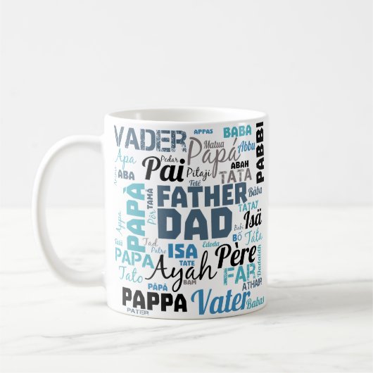Mug Nuage de mots de typographie Papa père (Gauche)