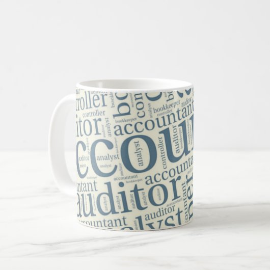 Mug "Nuage de mots des comptables" (Devant gauche)