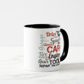 Mug Nuage de mots des passionnés de voitures (Devant droit)