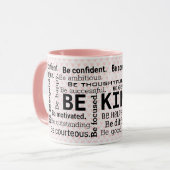 Mug nuage de mots inspirant sur les coeurs roses (Devant gauche)