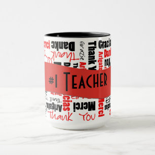 Mug Nuage rouge et noir de mot de Merci
