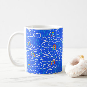 Mug Nuages colorés Pluie Arc-en-ciel bleu Motif
