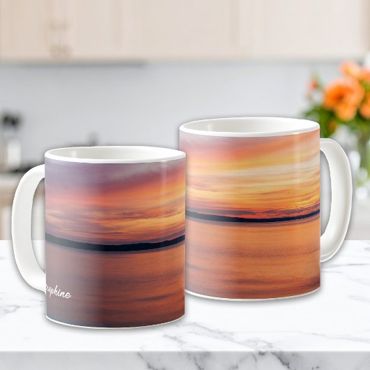 Mug Nuages De Coucher De Soleil Orange Au-Dessus Du La