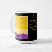 Mug Nuages de coucher de soleil sur les collines pourp (Devant gauche)