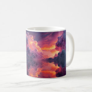 Mug Nuages de coucher de soleil surréalistes réfléchis