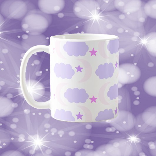 Mug Nuages de Lune Étoiles Rose Clair Violet