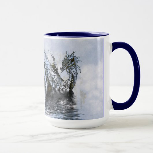 Mug Nuages Dragon de natation Ciel Bleu Grunge Design (Droite)