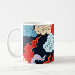 Mug Nuages, flammes : Motif Vintage noir.