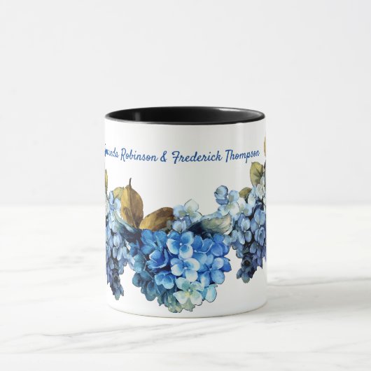 Mug Nuances d'aquarelle bleue Hydrangeas (Centre)