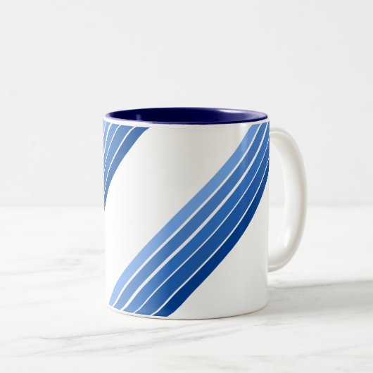 Mug - Nuances de bandes diagonales bleues (Devant droit)
