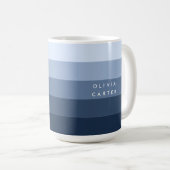 Mug Nuances de bleu - Nom de la bande horizontale (Devant droit)