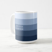 Mug Nuances de bleu - Nom de la bande horizontale (Devant gauche)