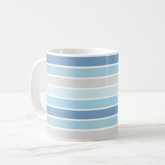 Mug Nuances de bleu rayées (Devant gauche)
