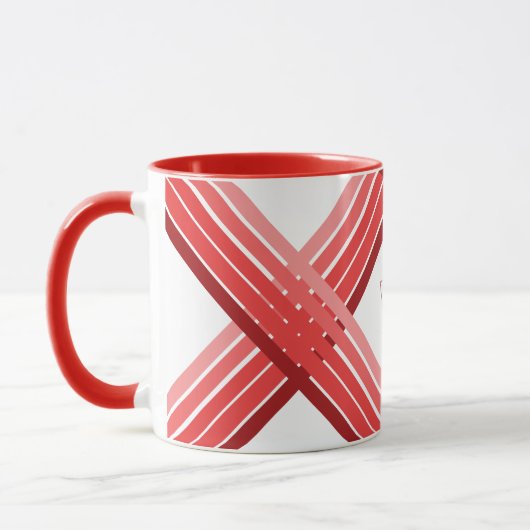 Mug - Nuances de rayures rouges avec initiale (Gauche)