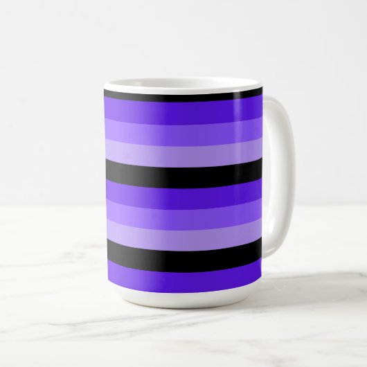 Mug Nuances de rayures violettes avec noir (Devant droit)