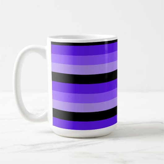 Mug Nuances de rayures violettes avec noir (Gauche)