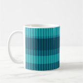 Mug nuances de turquoise bleue motif rayé vertical (Gauche)