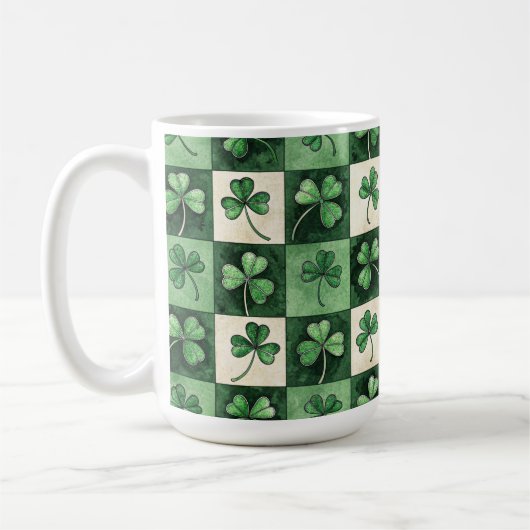 MUG NUANCES DE VERT TRÈFLES IRLANDAIS CELTIQUES (Gauche)