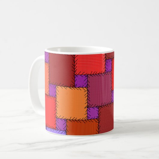 Mug Nuances pourpres chics minables de patchwork (Devant gauche)