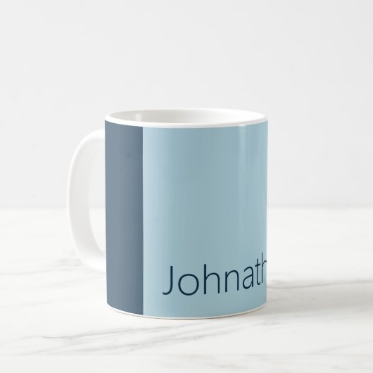 Mug Nuances simples de Bleu Vertical Stripes Nom (Devant gauche)